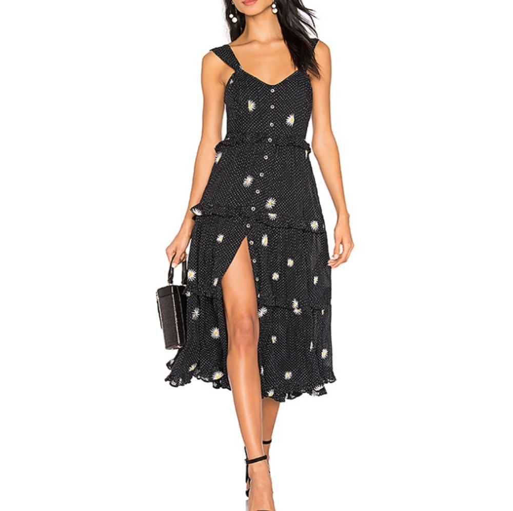 Free People Black and White Midi Dress